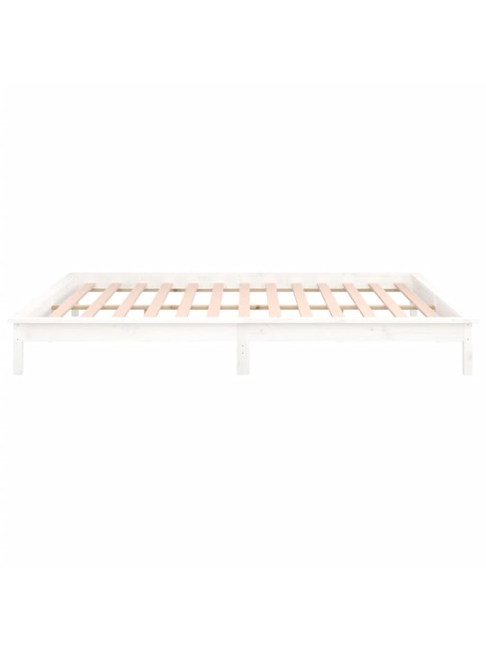 Rám postele s LED světlem bílý 120 x 200 cm masivní dřevo