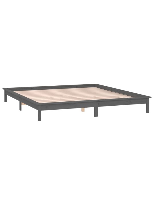 Rám postele s LED světlem šedý 120 x 200 cm masivní dřevo