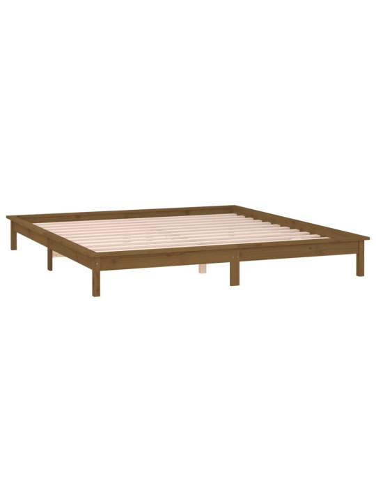 Rám postele s LED světlem medově hnědý 120x200 cm masivní dřevo