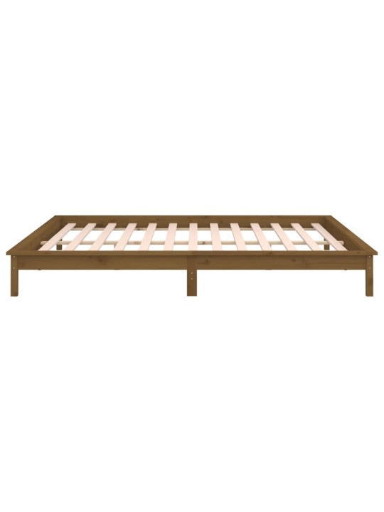 Rám postele s LED světlem medově hnědý 140x200 cm masivní dřevo