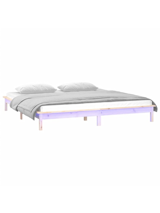 Rám postele s LED světlem 150 x 200 cm King Size masivní dřevo