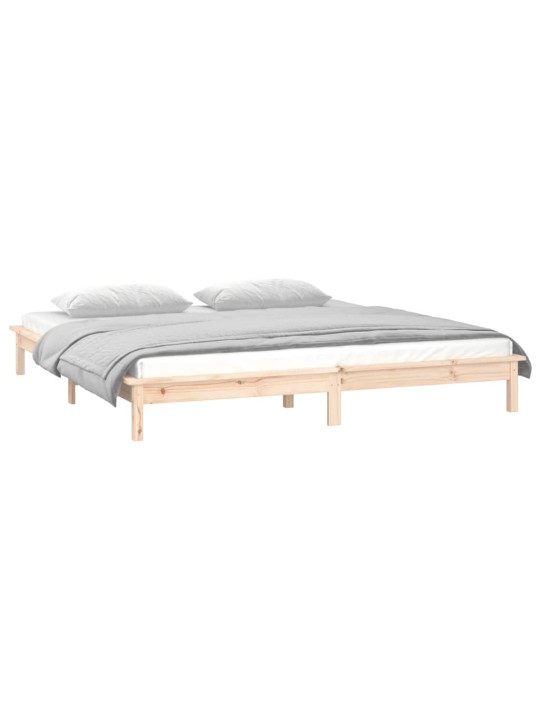 Rám postele s LED světlem 150 x 200 cm King Size masivní dřevo