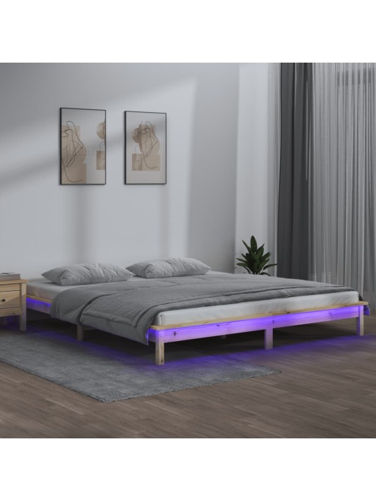 Rám postele s LED světlem 150 x 200 cm King Size masivní dřevo