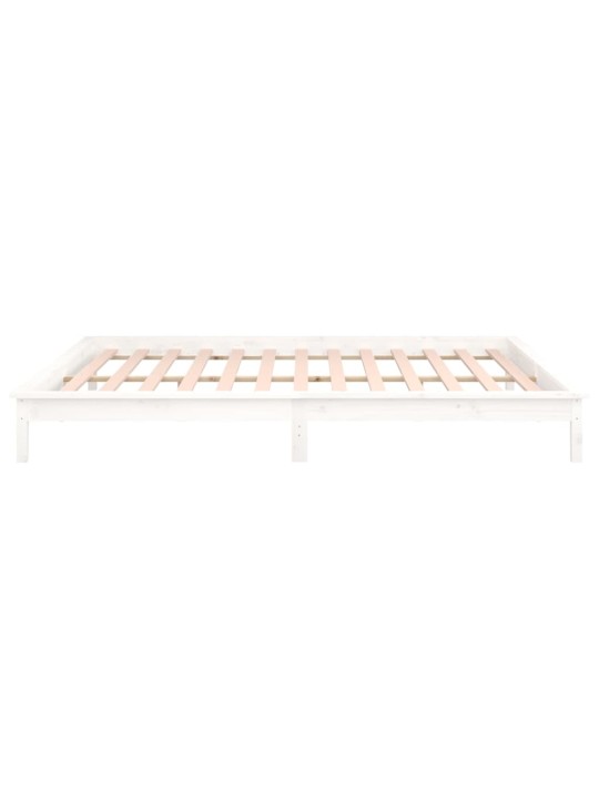 Rám postele s LED světlem bílý 160 x 200 cm masivní dřevo