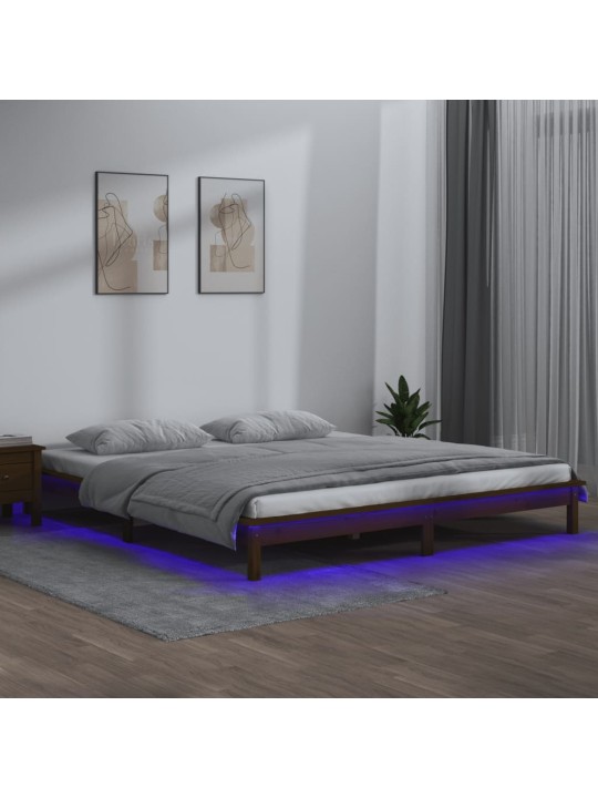 Rám postele s LED světlem medově hnědý 160x200 cm masivní dřevo