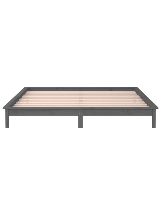 Rám postele s LED světlem šedý 200 x 200 cm masivní dřevo
