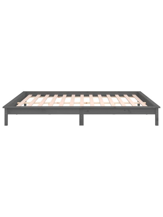 Rám postele s LED světlem šedý 200 x 200 cm masivní dřevo