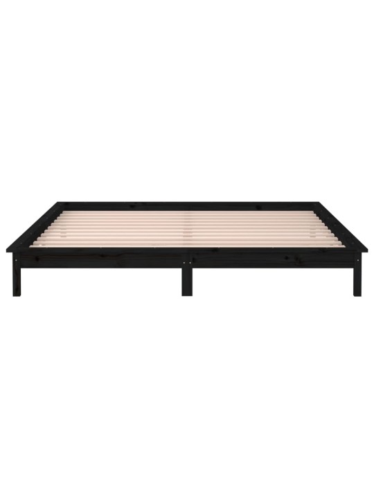 Rám postele s LED světlem černý 200 x 200 cm masivní dřevo