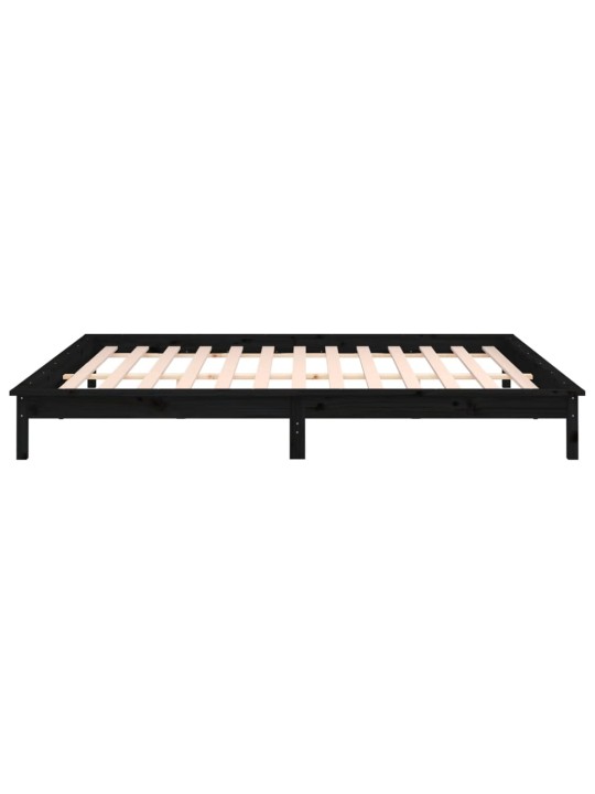 Rám postele s LED světlem černý 200 x 200 cm masivní dřevo