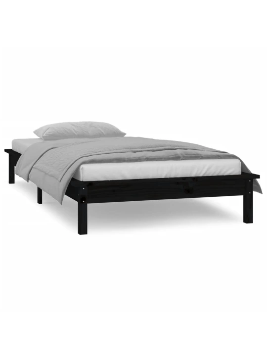 Rám postele s LED černý 75 x 190 cm Small Single masivní dřevo