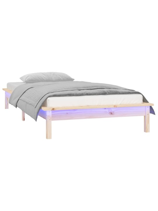 Rám postele s LED světlem 90 x 190 cm Single masivní dřevo