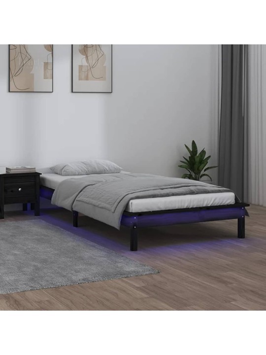 Rám postele s LED světlem černý 90x190 cm Single masivní dřevo