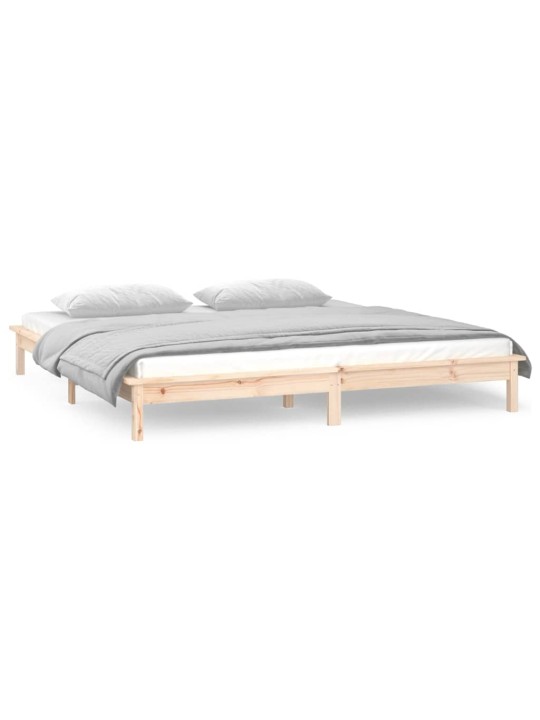 Rám postele s LED světlem 135 x 190 cm Double masivní dřevo