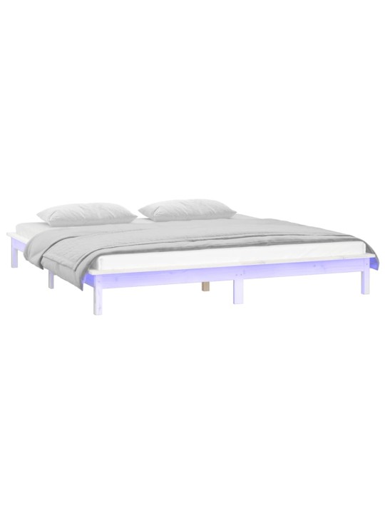 Rám postele s LED světlem bílý 135x190 cm Double masivní dřevo