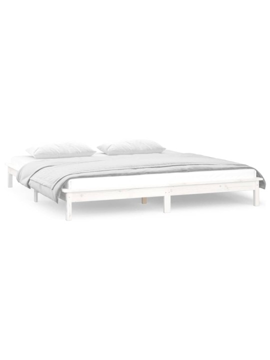 Rám postele s LED světlem bílý 135x190 cm Double masivní dřevo