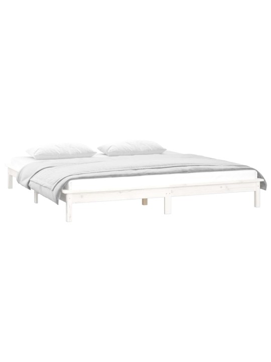 Rám postele s LED světlem bílý 135x190 cm Double masivní dřevo