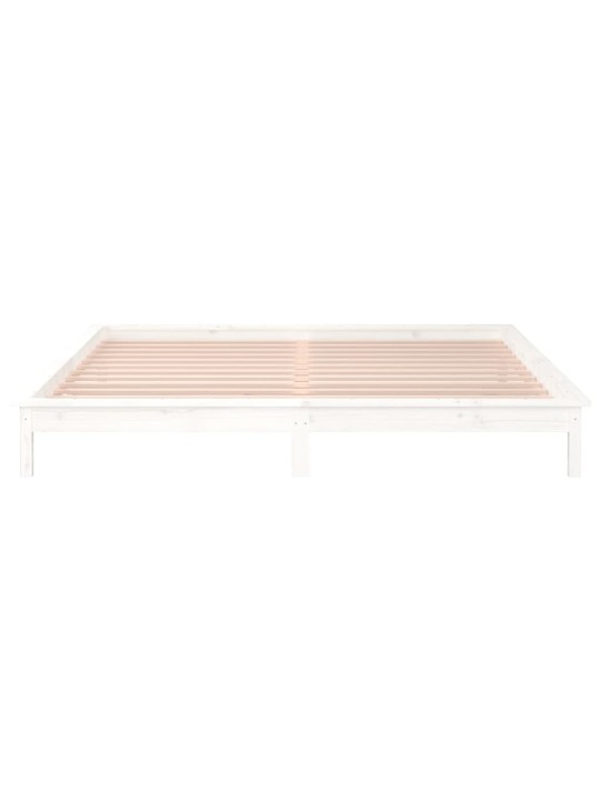 Rám postele s LED světlem bílý 135x190 cm Double masivní dřevo