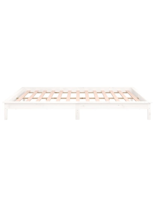 Rám postele s LED světlem bílý 135x190 cm Double masivní dřevo