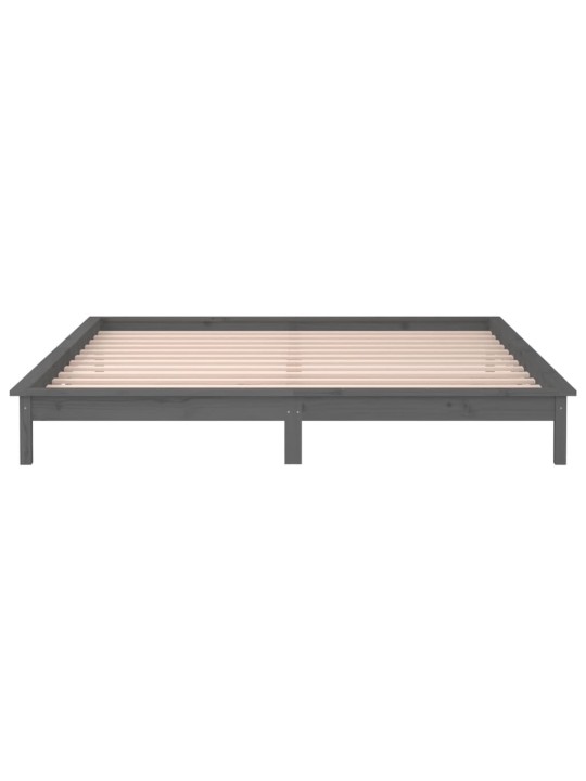Rám postele s LED světlem šedý 135x190 cm Double masivní dřevo
