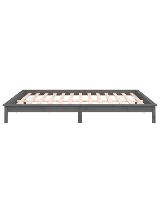 Rám postele s LED světlem šedý 135x190 cm Double masivní dřevo