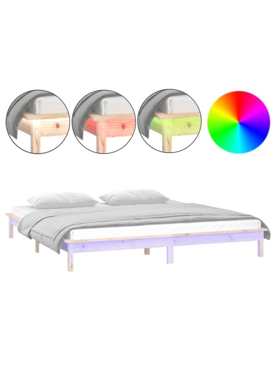 Rám postele s LED světlem 140 x 190 cm masivní dřevo