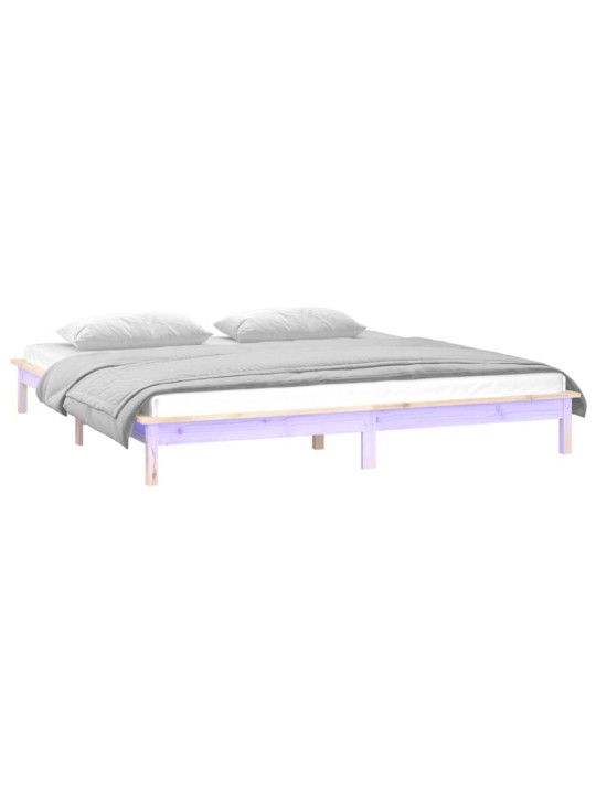 Rám postele s LED světlem 140 x 190 cm masivní dřevo