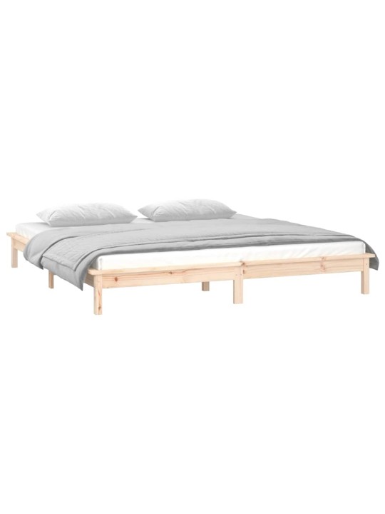 Rám postele s LED světlem 140 x 190 cm masivní dřevo