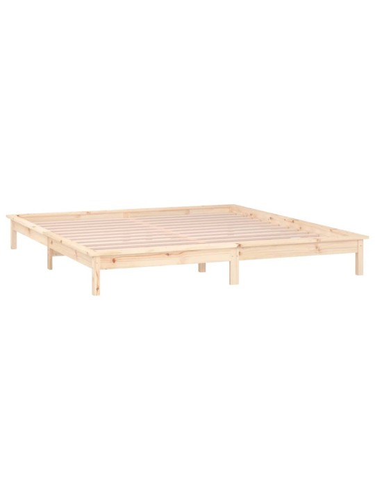 Rám postele s LED světlem 140 x 190 cm masivní dřevo