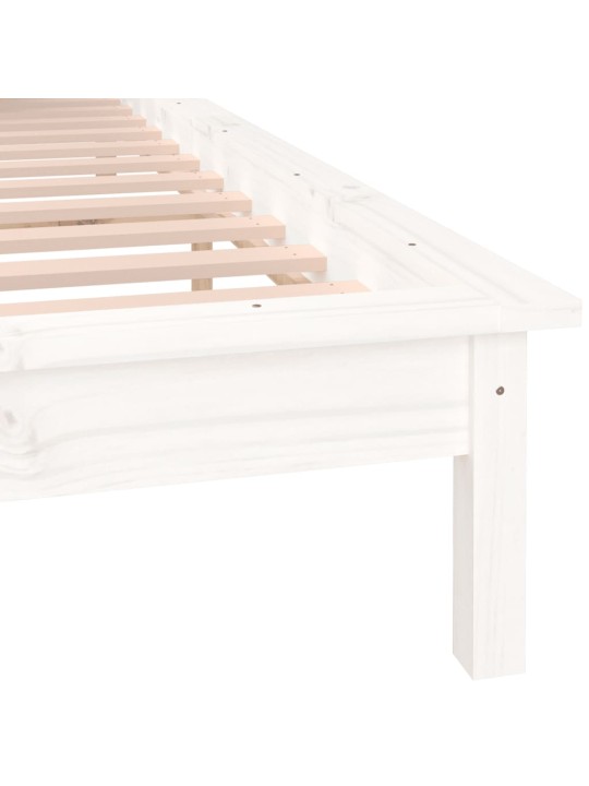 Rám postele s LED světlem bílý 140 x 190 cm masivní dřevo