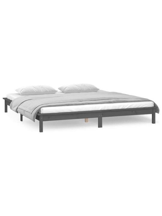 Rám postele s LED světlem šedý 140 x 190 cm masivní dřevo