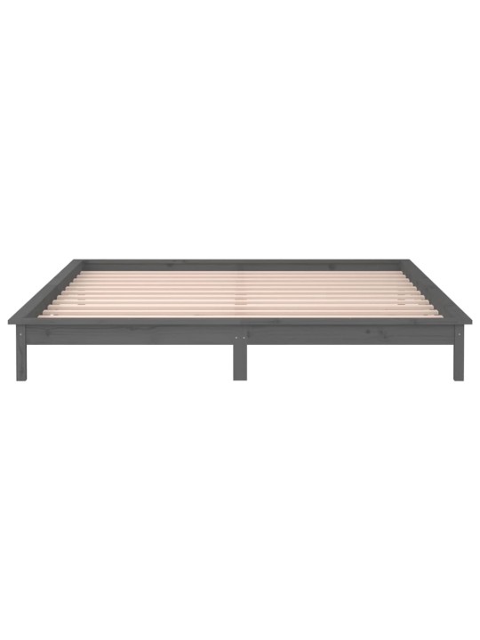 Rám postele s LED světlem šedý 140 x 190 cm masivní dřevo