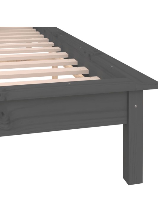 Rám postele s LED světlem šedý 140 x 190 cm masivní dřevo