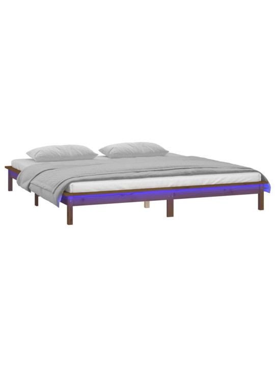 Rám postele s LED světlem medově hnědý 140x190 cm masivní dřevo