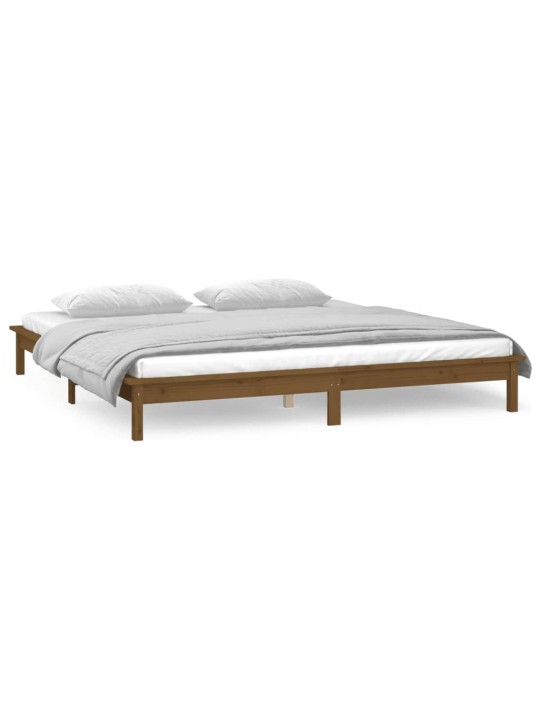 Rám postele s LED světlem medově hnědý 140x190 cm masivní dřevo