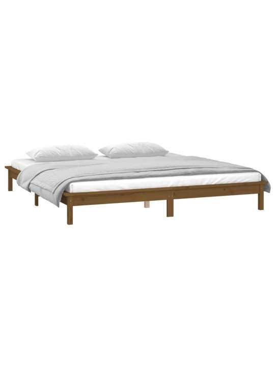 Rám postele s LED světlem medově hnědý 140x190 cm masivní dřevo