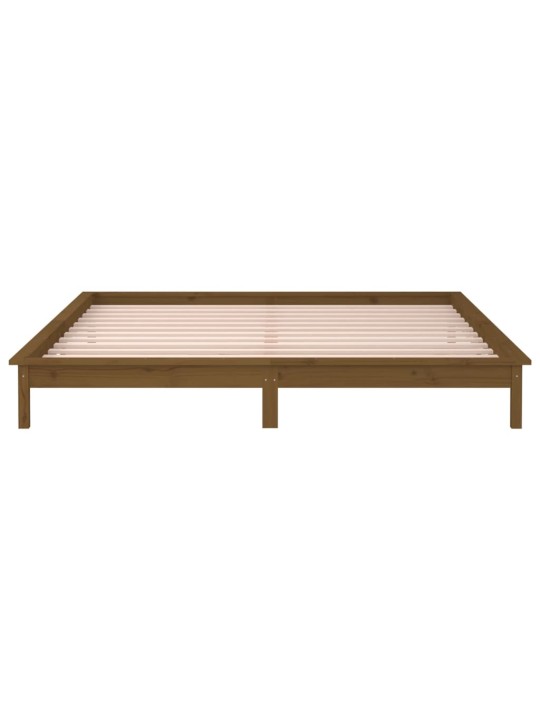 Rám postele s LED světlem medově hnědý 140x190 cm masivní dřevo