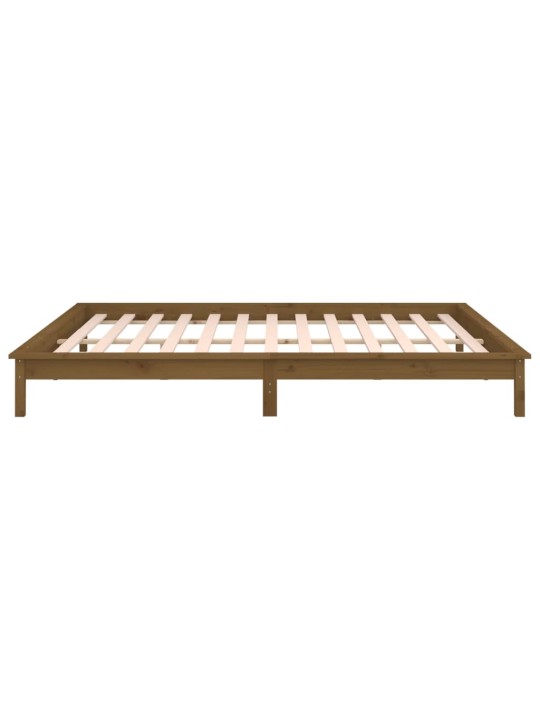 Rám postele s LED světlem medově hnědý 140x190 cm masivní dřevo