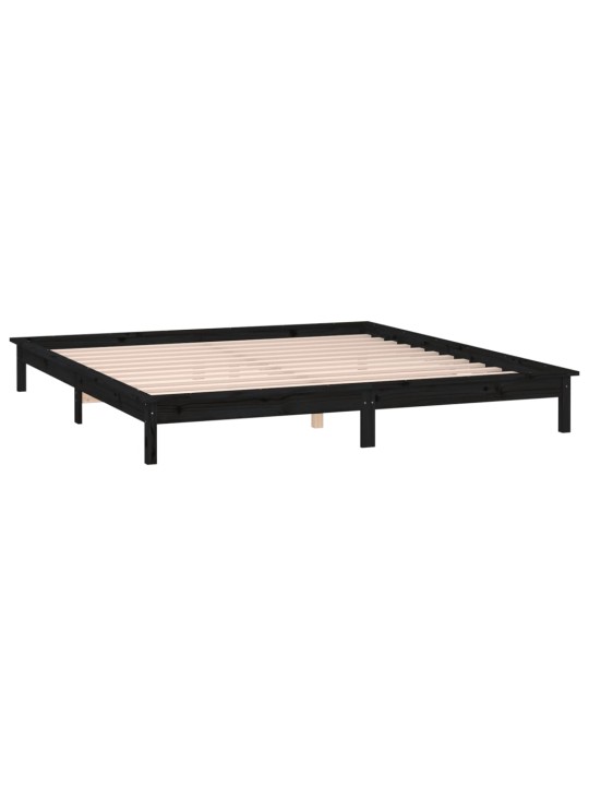 Rám postele s LED světlem černý 140 x 190 cm masivní dřevo