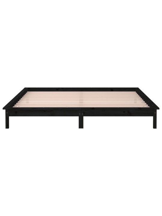 Rám postele s LED světlem černý 140 x 190 cm masivní dřevo