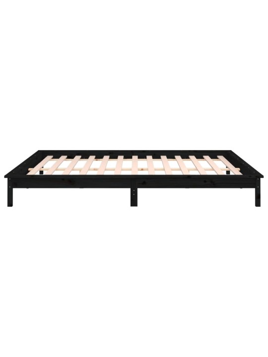 Rám postele s LED světlem černý 140 x 190 cm masivní dřevo