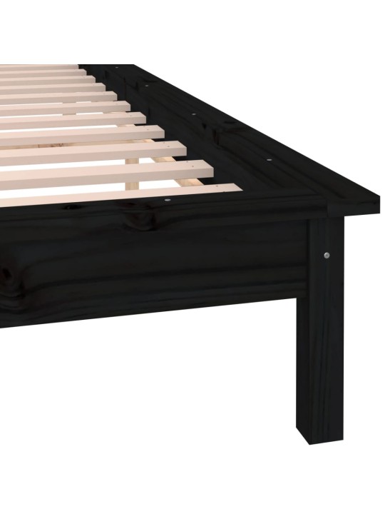 Rám postele s LED světlem černý 140 x 190 cm masivní dřevo