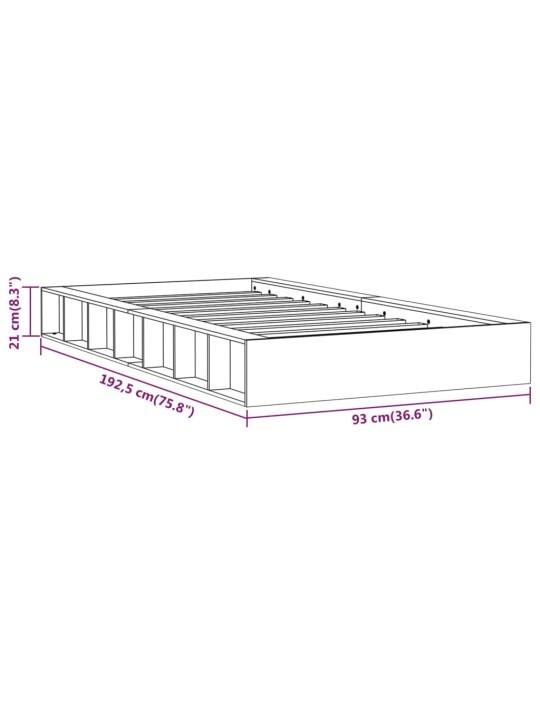 Rám postele šedý 75 x 190 cm Small Single masivní dřevo