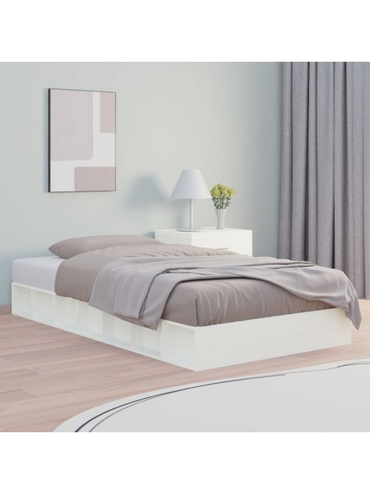 Rám postele bílý 135 x 190 cm Double masivní dřevo