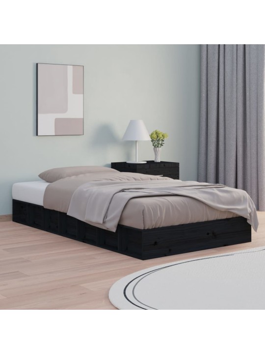 Rám postele černý 135 x 190 cm Double masivní dřevo