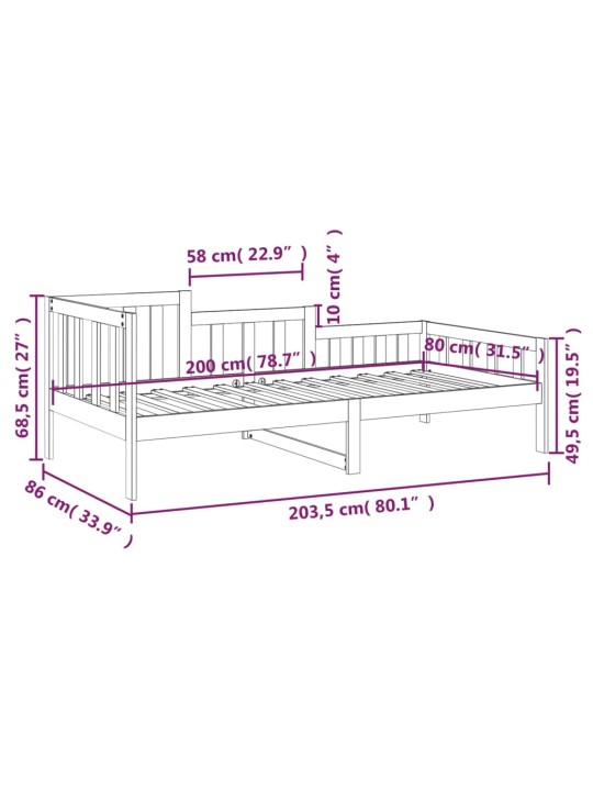 Válenda medově hnědá 80 x 200 cm masivní borové dřevo