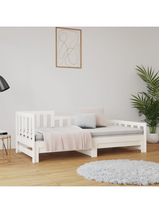 Výsuvná postel bílá 2x (80 x 200) cm masivní borovice