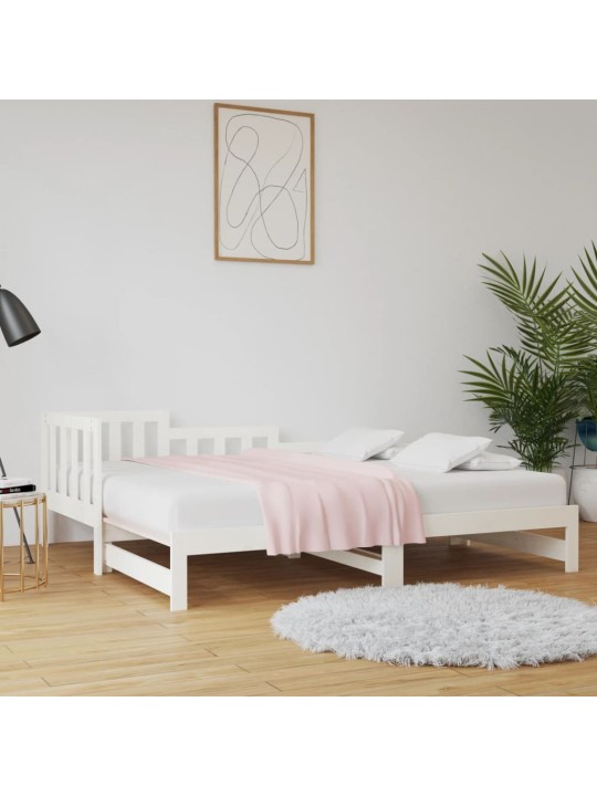 Výsuvná postel bílá 2x (80 x 200) cm masivní borovice