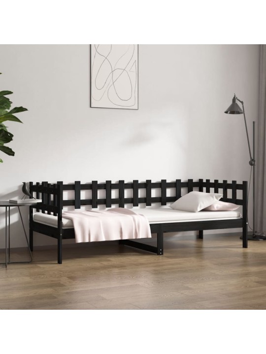 Válenda černá 90 x 200 cm masivní borové dřevo