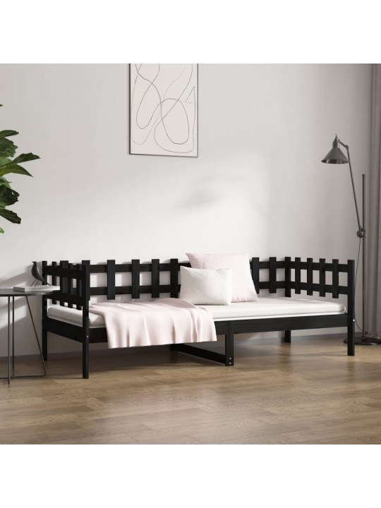 Válenda černá 90 x 190 cm masivní borové dřevo