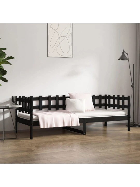 Válenda černá 90 x 190 cm masivní borové dřevo